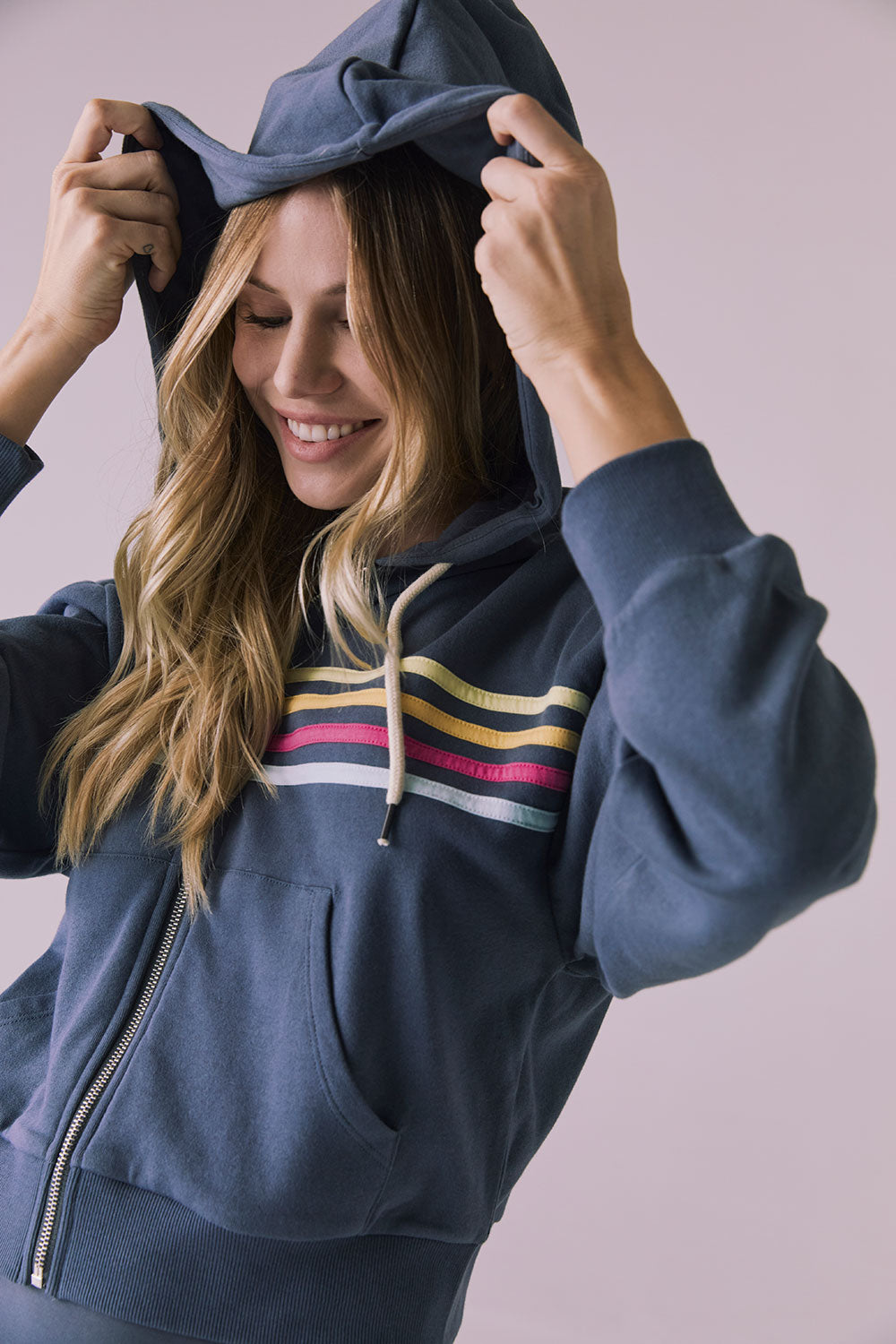 Contrast Strappings Zip Up Hoodie Womens chaserbrand