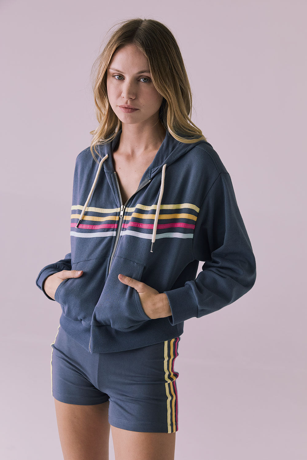 Contrast Strappings Zip Up Hoodie Womens chaserbrand