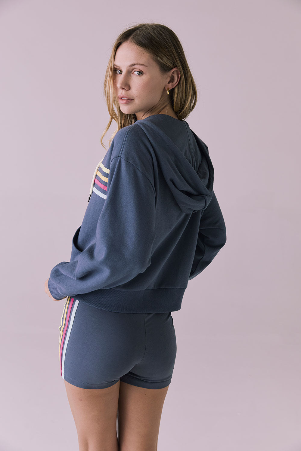 Contrast Strappings Zip Up Hoodie Womens chaserbrand