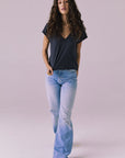 Gator V Neck Licorice Black Tee Womens chaserbrand