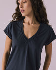 Gator V Neck Licorice Black Tee Womens chaserbrand