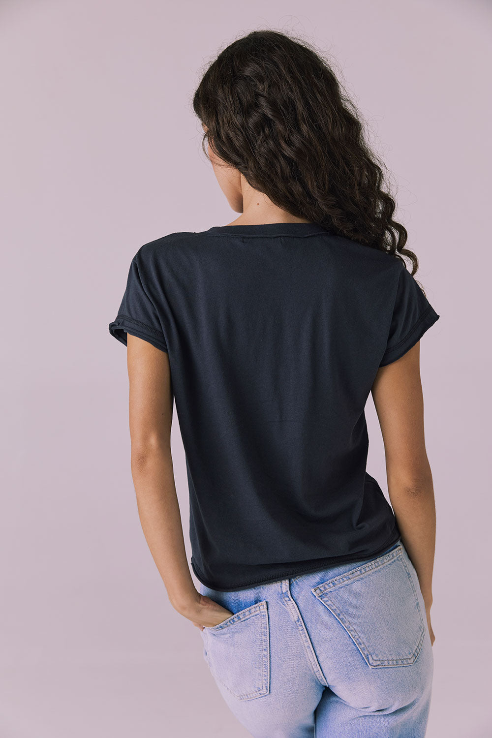 Gator V Neck Licorice Black Tee Womens chaserbrand