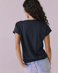 Gator V Neck Licorice Black Tee Womens chaserbrand