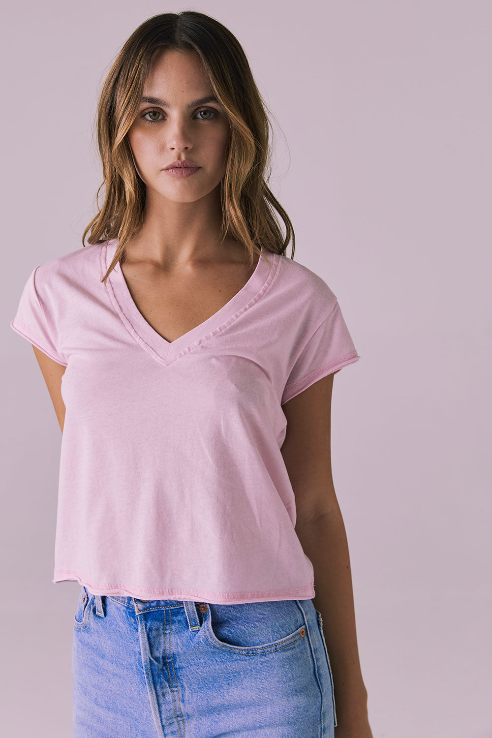 Gator V Nose Pink Neck Tee Womens chaserbrand