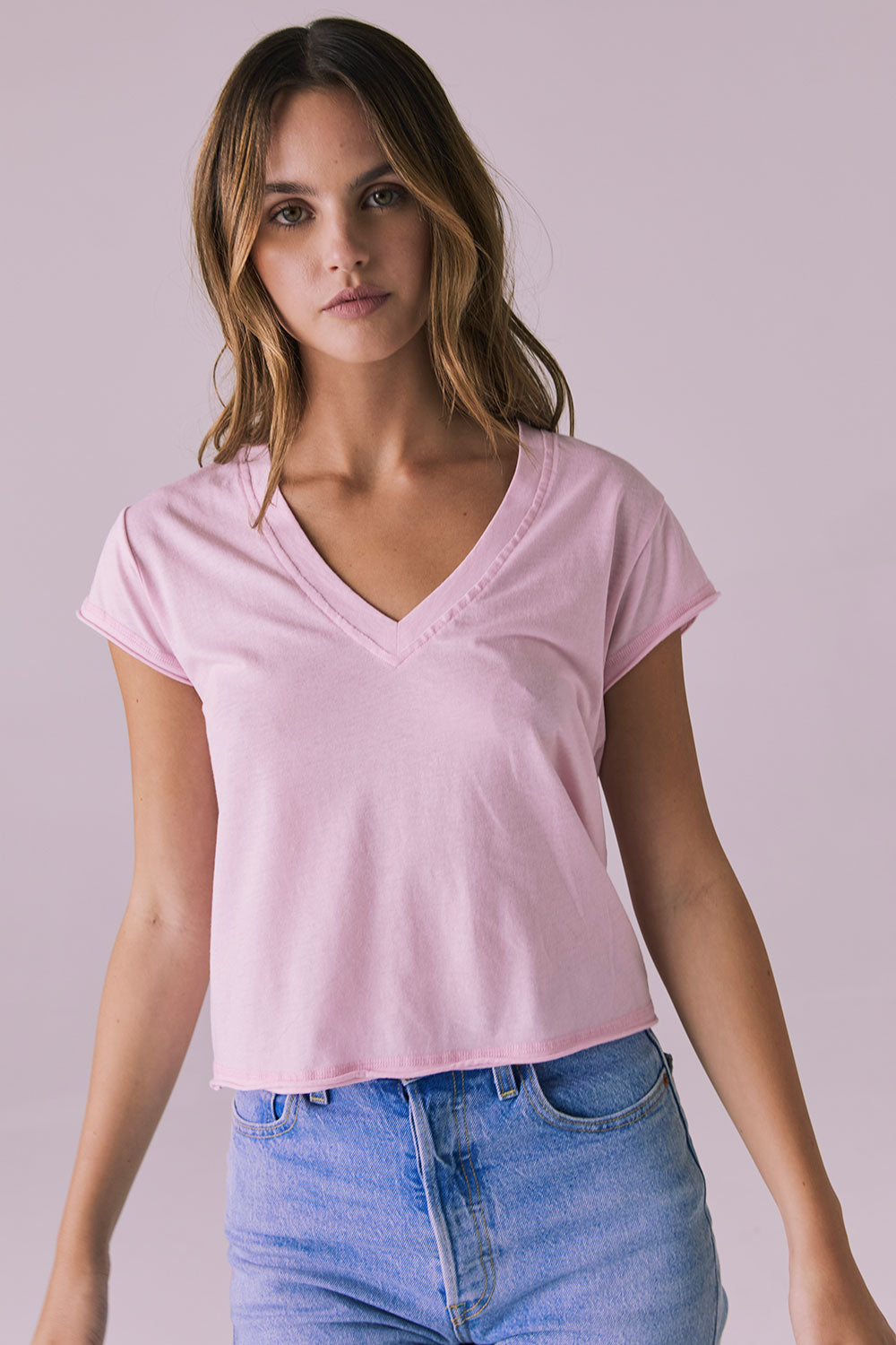 Gator V Nose Pink Neck Tee Womens chaserbrand