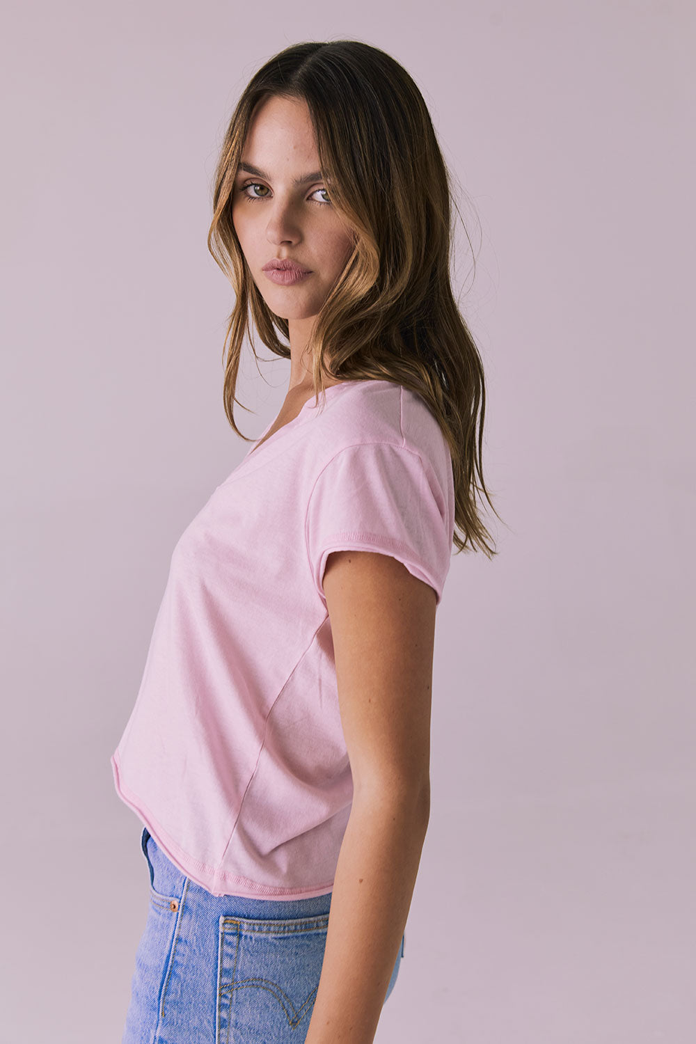 Gator V Nose Pink Neck Tee Womens chaserbrand
