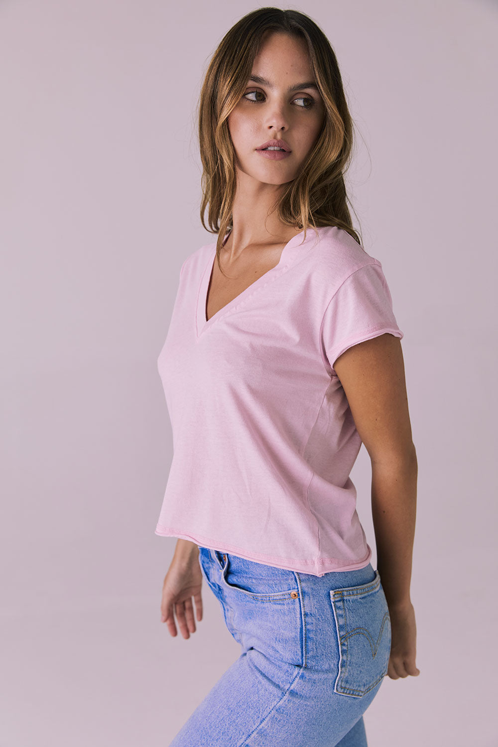 Gator V Nose Pink Neck Tee Womens chaserbrand
