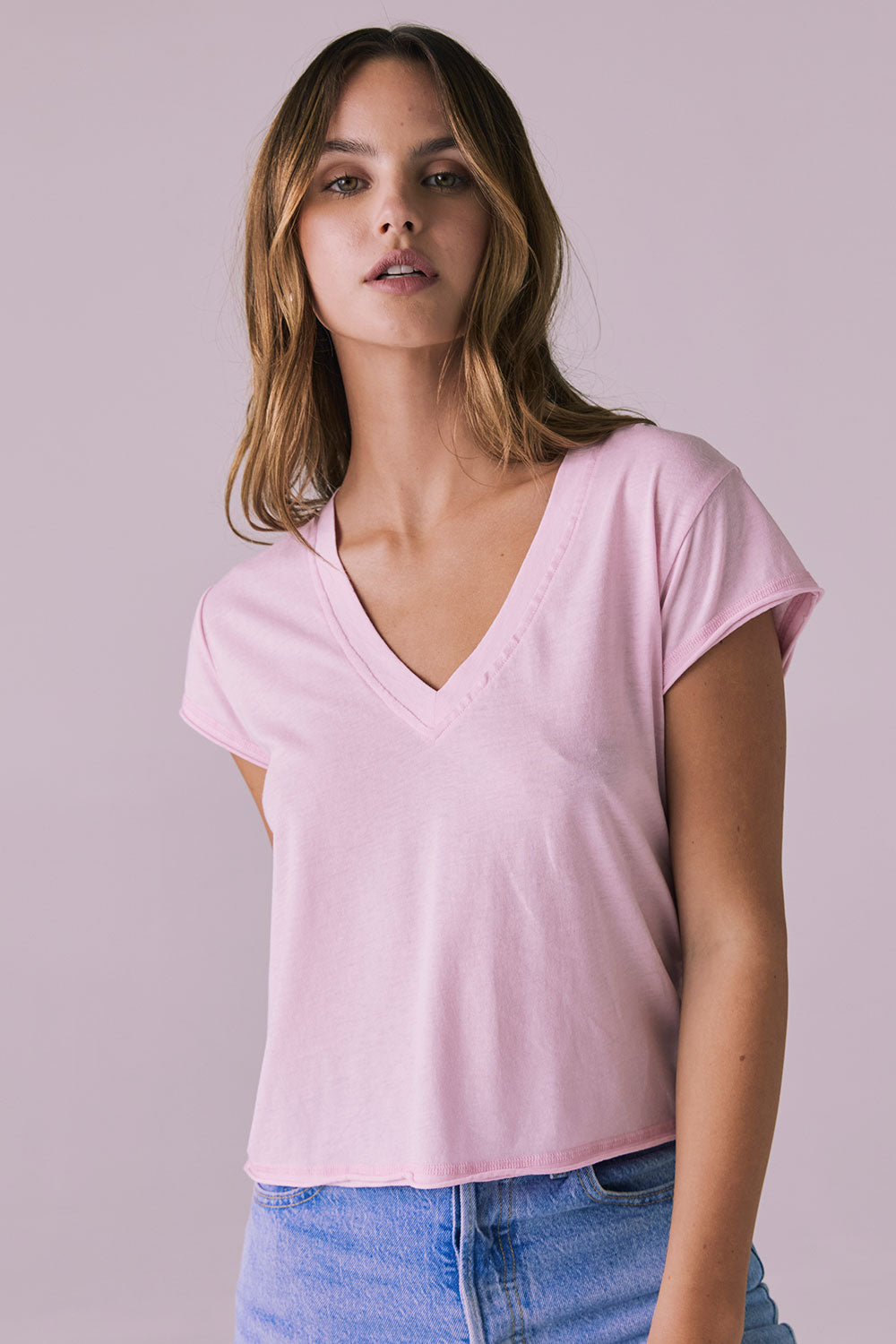 Gator V Nose Pink Neck Tee Womens chaserbrand