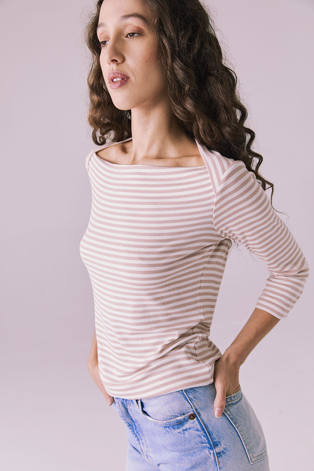 Malynne Khaki Stripe Tee Womens chaserbrand