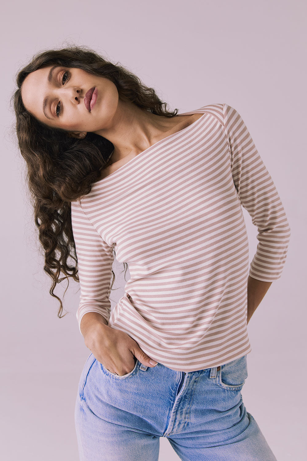Malynne Khaki Stripe Tee Womens chaserbrand