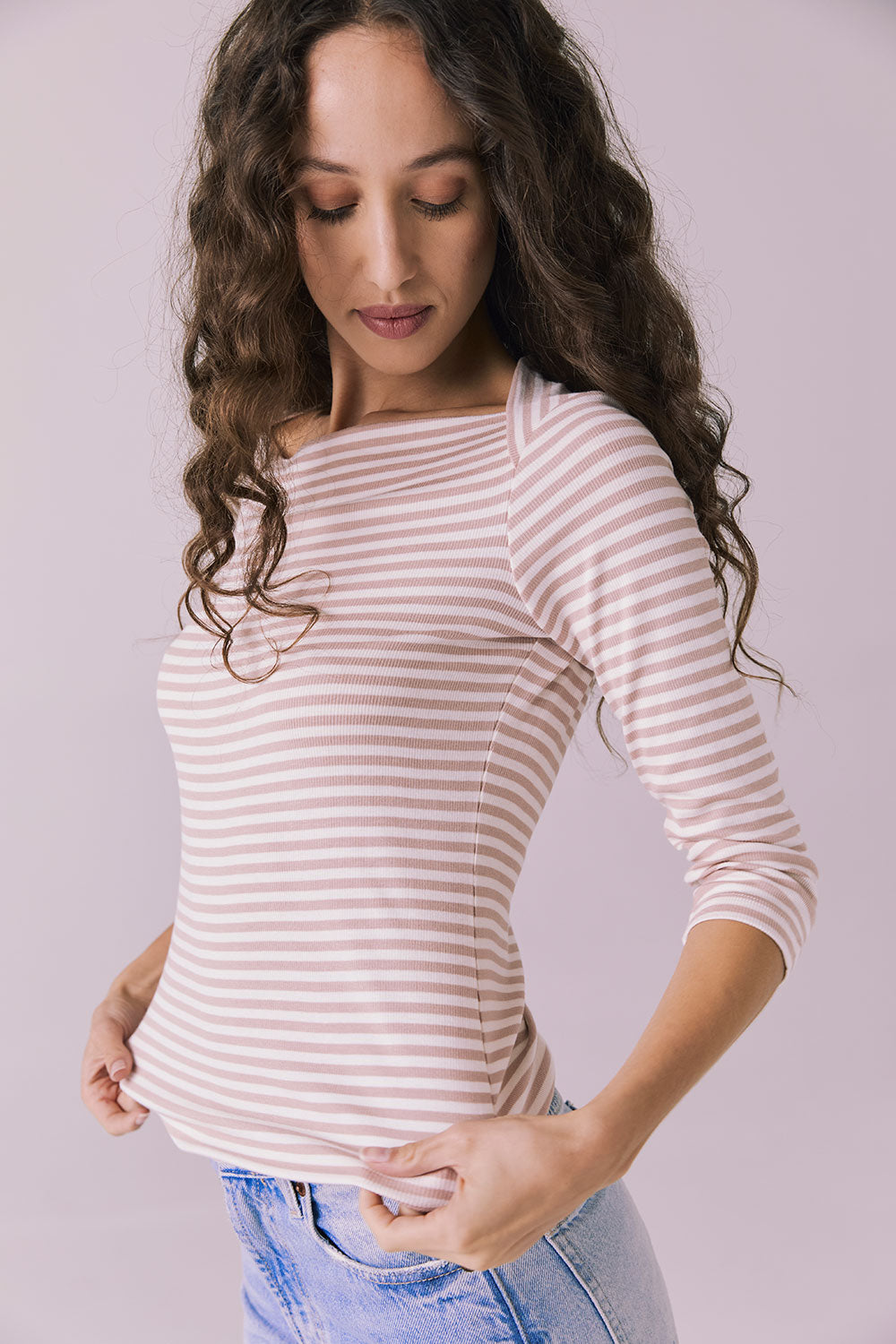 Malynne Khaki Stripe Tee Womens chaserbrand