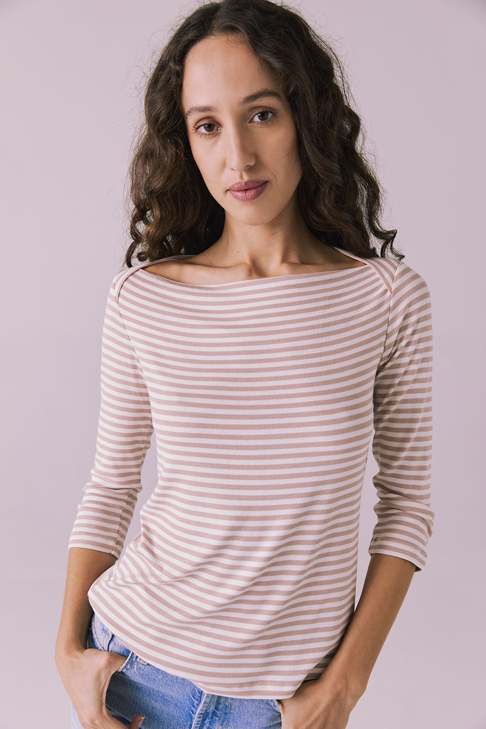 Malynne Khaki Stripe Tee Womens chaserbrand