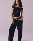 Sandyy Licorice Black Trouser Womens chaserbrand