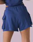 Chaser Rileyy Honest Indigo Shorts back view close up showing pocket placement