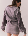 Back view of Channel Mini Dress in fig purple