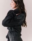 Side view of Channel Mini Dress in true black