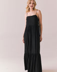 Full body view of model in Berkeley Maxi Dress in true black