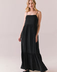 Full body view of model in Berkeley Maxi Dress in true black