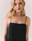 Front view of model wearing Berkeley Maxi Dress in true black