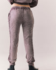 Back view of Bay joggers in fig with tonal print