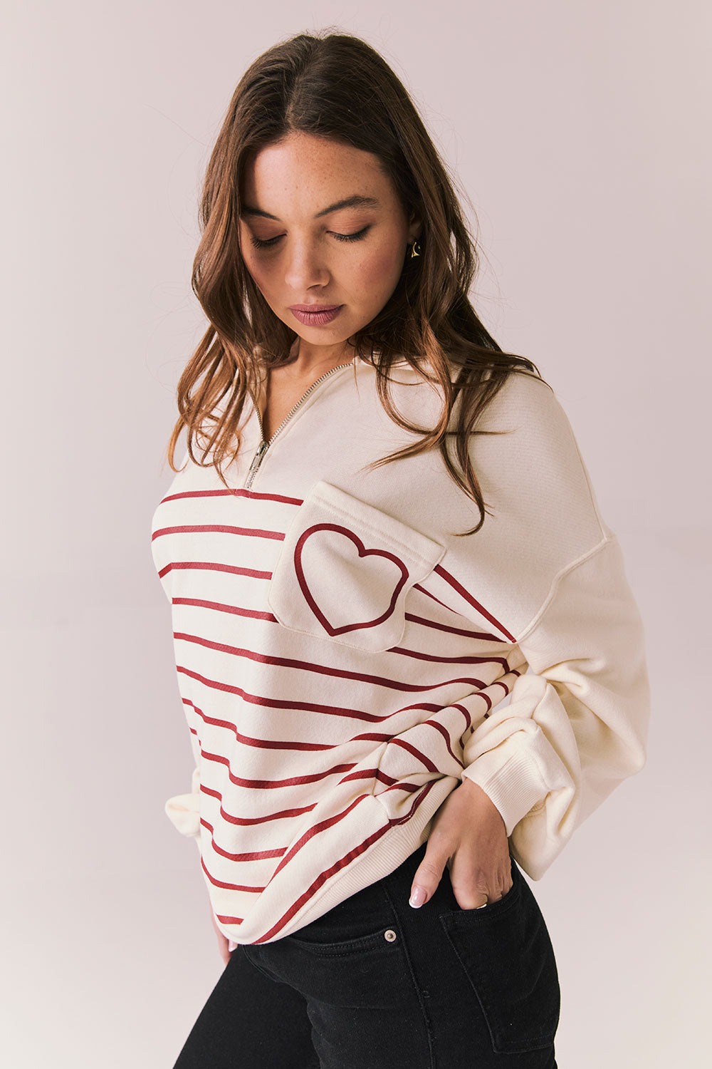 Heart Half Zip Up