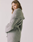 Back view of woman wearing Chaser’s Eclipse Heather Grey Cardigan Robe on a white background