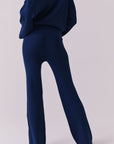 Back angled view of the Sailor Worn Blue Joggers showing the ribbed fabric and clean back fit