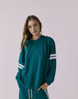 Cornell Teal and White Pullover