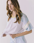 Chaser Palmer Tee in White with Mineral Butter trim featuring contrast sleeve striping and a laid back oversized shape