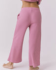 Back view of Chaser Brandy Crop Joggers in Sugar Magnolia showing the cropped silhouette, clean waistband, and textured waffle knit finish