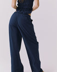 Chaser Dorit Trousers in Navy shown from the back with an easy comfortable fit and clean finish