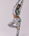 Full body view of the Chaser You’re A Star Zip Up Hoodie in Heather Grey styled with the matching You’re A Star Pants for a coordinated lounge set