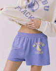 Chaser Malibu Track Shorts in Soft Blue with varsity-inspired Malibu Track graphic and soft drape styled with the matching Malibu Track Long Sleeve