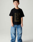 A full body front view of a boy wearing the Chaser Basketball Boys Tee on a neutral background
