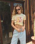 Woodstock Peace Love Music Poster Crew Neck Tee WOMENS chaserbrand