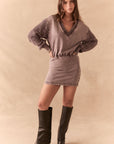 Full body view of model in fig Channel Mini Dress