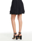 BEADED STAR FLOUNCY TIERED ZIP BACK MINI SKIRT WOMENS chaserbrand