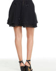 BEADED STAR FLOUNCY TIERED ZIP BACK MINI SKIRT WOMENS chaserbrand