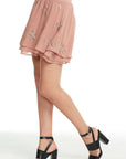 BEADED STAR FLOUNCY TIERED ZIP BACK MINI SKIRT WOMENS chaserbrand