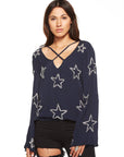 BEADED STARS BELL SLEEVE TOP WOMENS chaserbrand