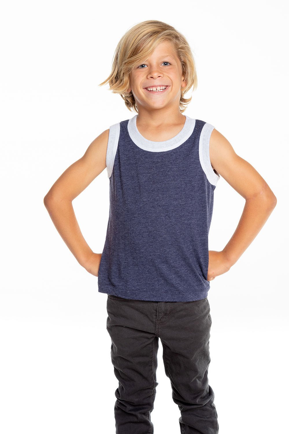 Boys Recycled Vintage Jersey Contrast Binding Muscle Tank BOYS - chaserbrand