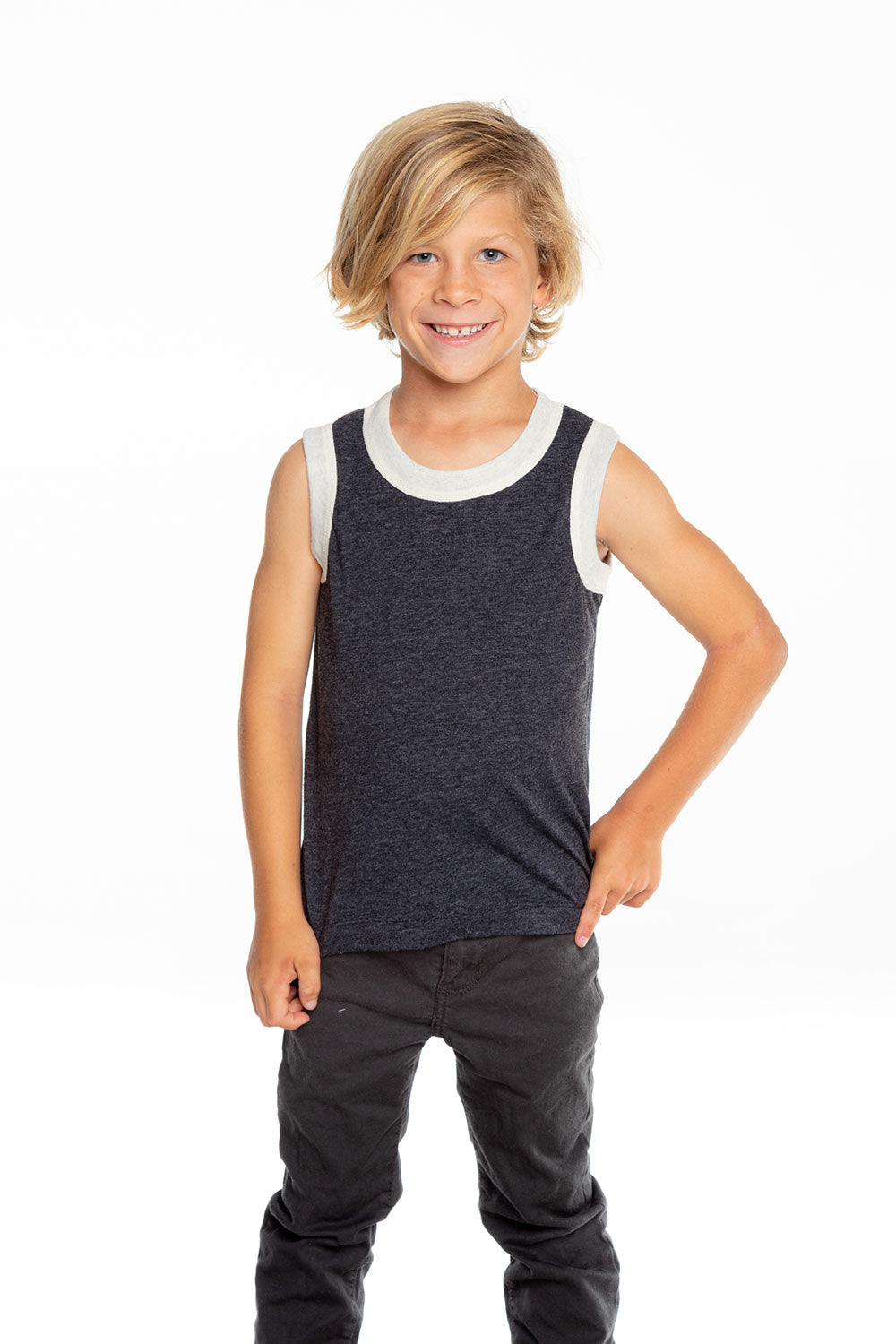 Boys Recycled Vintage Jersey Contrast Binding Muscle Tank BOYS - chaserbrand