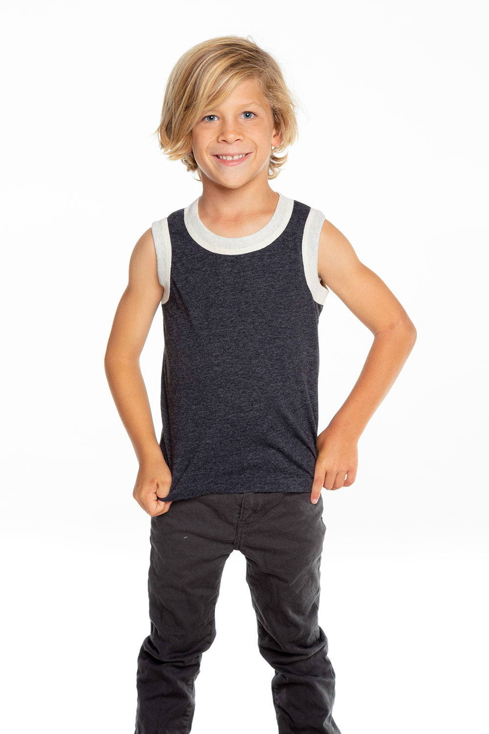 Boys Recycled Vintage Jersey Contrast Binding Muscle Tank BOYS - chaserbrand