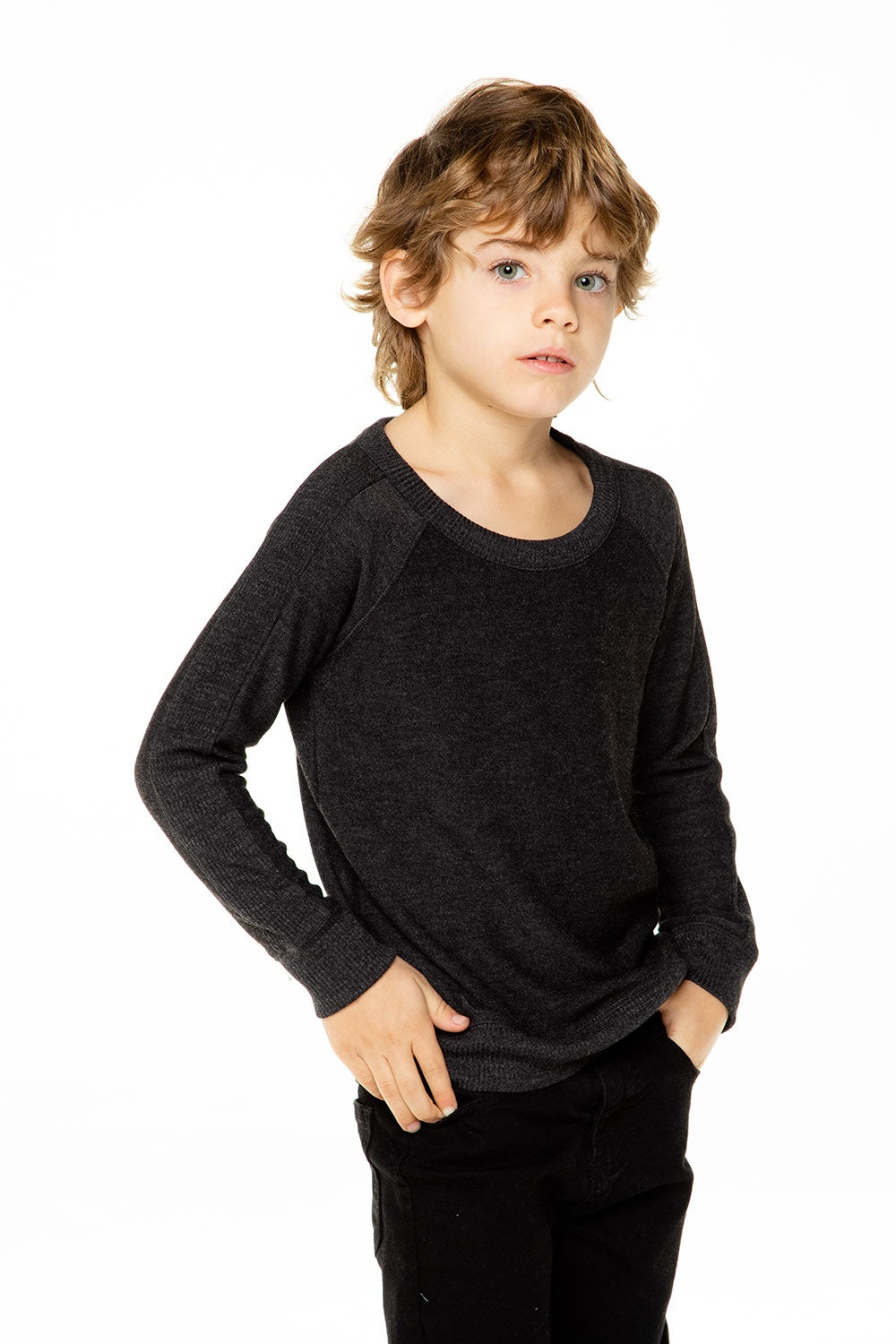 Boys Cozy Knit Long Sleeve Rib Panel Raglan Pullover BOYS - chaserbrand