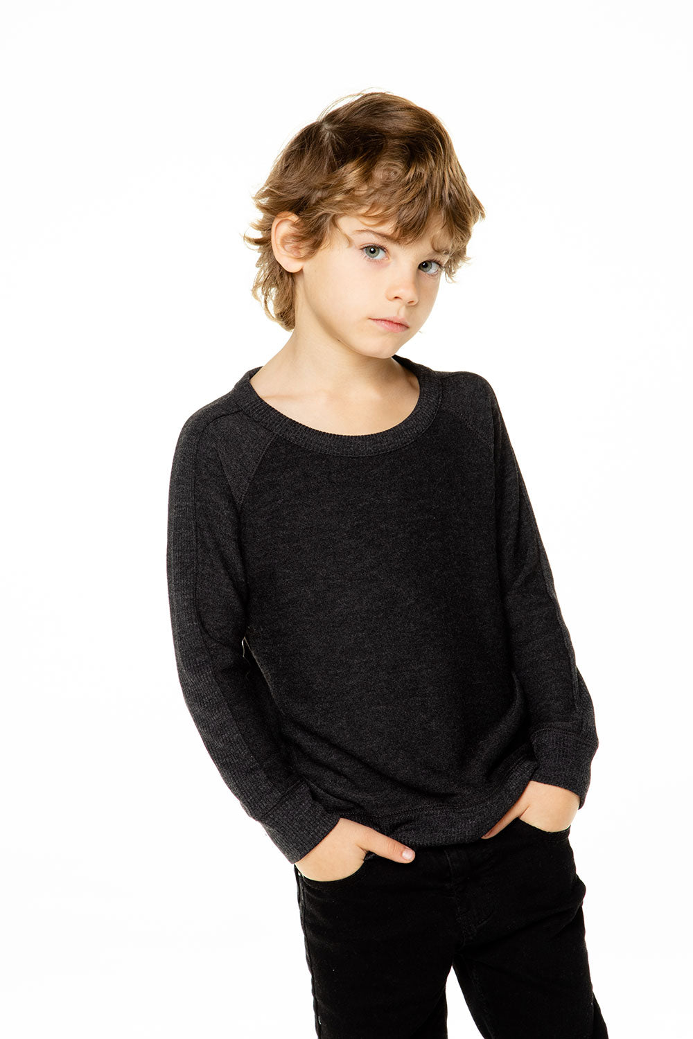 Boys Cozy Knit Long Sleeve Rib Panel Raglan Pullover BOYS - chaserbrand