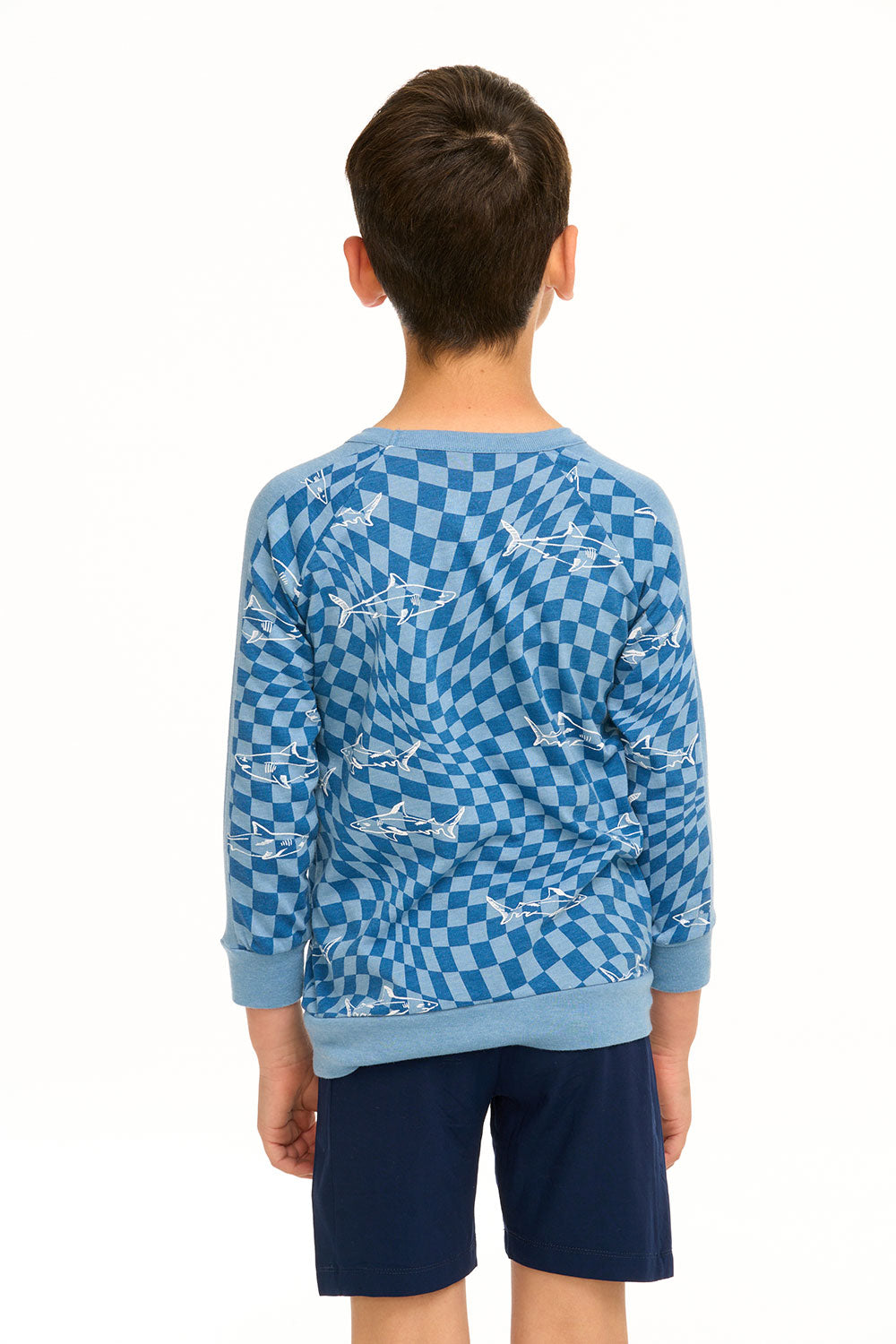 Boy&#39;s Checkered Shark Raglan Pullover BOYS chaserbrand