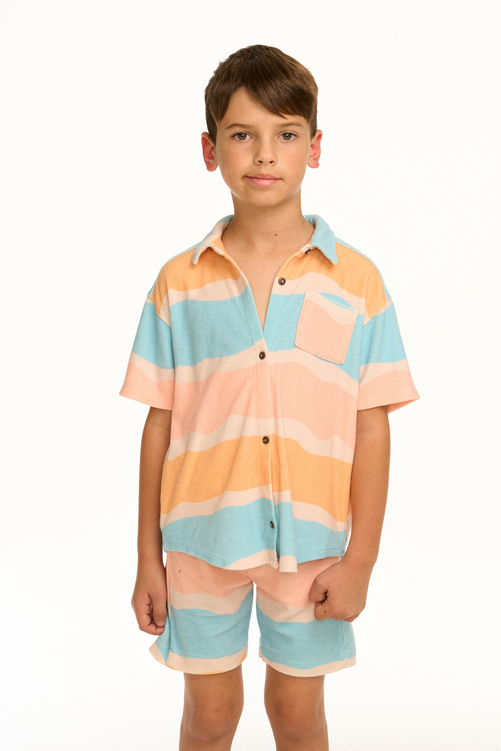 Boy&#39;s Wavy Stripe Collared Button Down Shirt BOYS chaserbrand