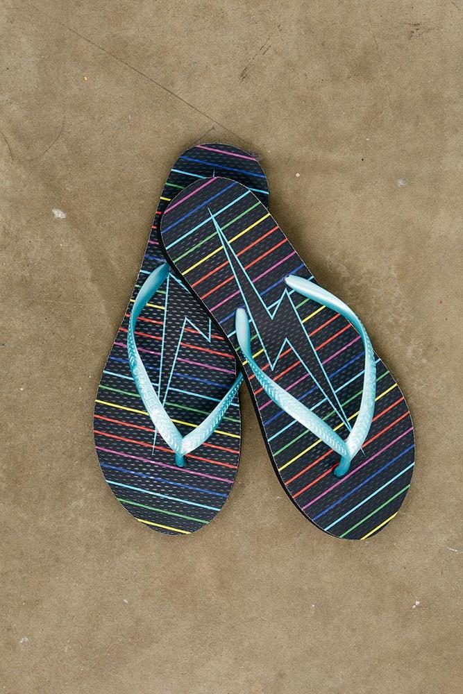 Black Rainbow Bolt Flip Flops FLIP FLOPS - chaserbrand