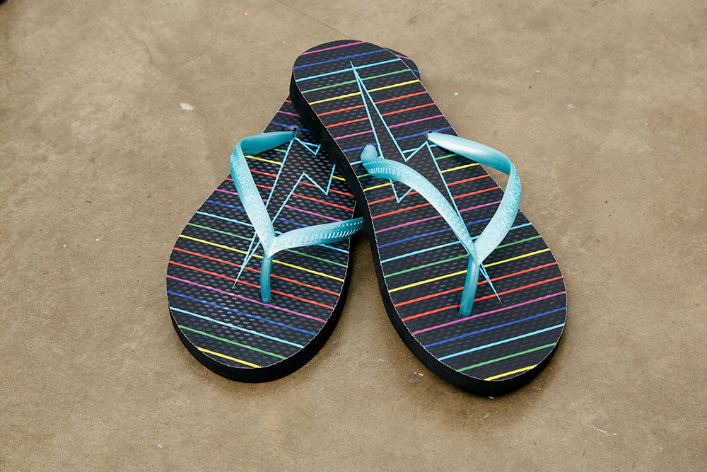 Black Rainbow Bolt Flip Flops FLIP FLOPS - chaserbrand