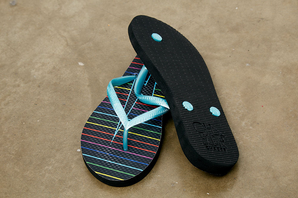 Black Rainbow Bolt Flip Flops FLIP FLOPS - chaserbrand